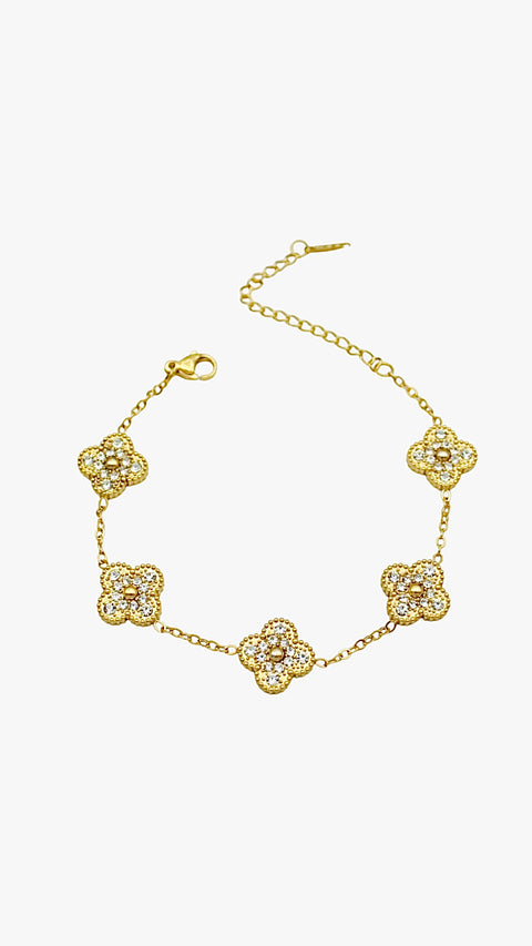 Liora Glow Clover Bracelet - Stainless Steel, 18K Gold Plated