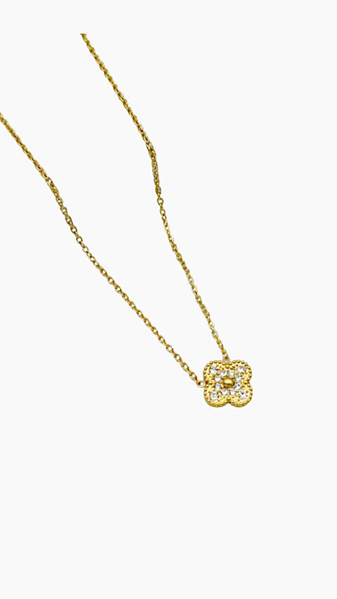 Liora Glow Clover Necklace - Stainless Steel, 18K Gold Plated