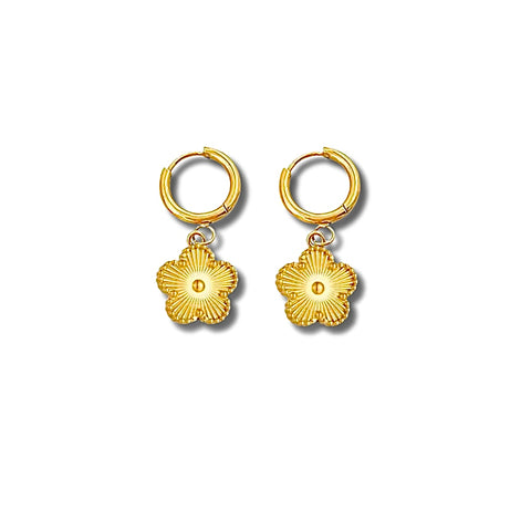 Liora Flower Earrings- Stainless Steel, 18K Gold Plated