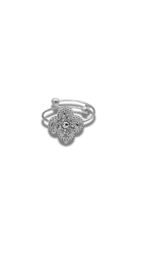 Liora Glow Clover Adjustable Ring - Stainless Steel, 18K Gold Plated