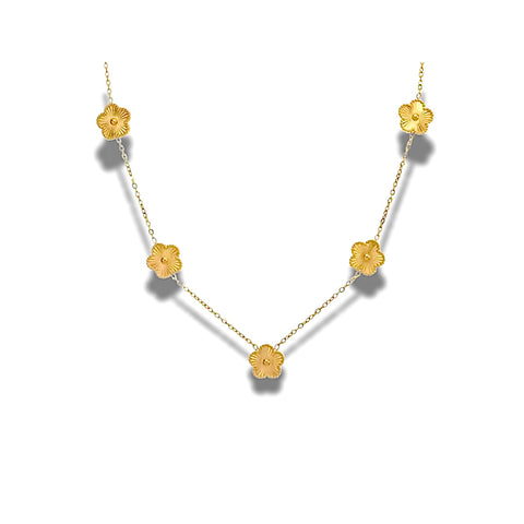 Liora Flower Necklace- Stainless Steel, 18K Gold Plated