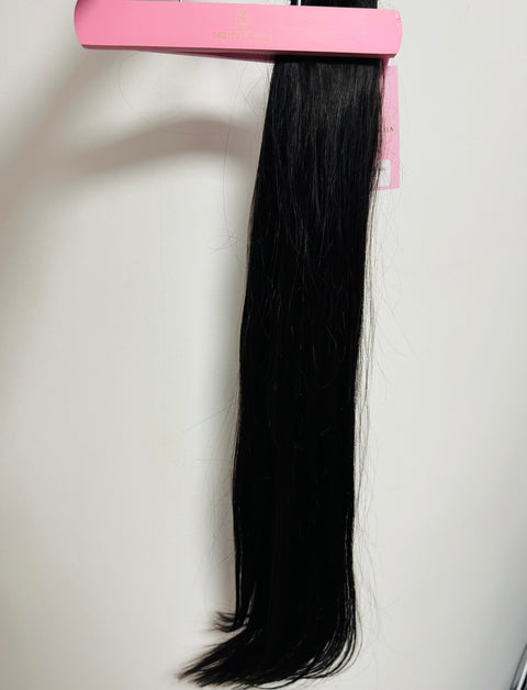 Clip in Pony Tail- Human Hair 150g in 65cm Dark Brown (Brown Black) #1A
