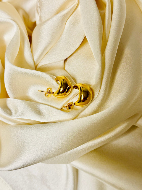 Golden Droplet Glow Hoop Earrings- Stainless Steel, 18K Gold Plated