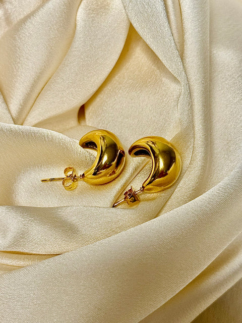 Golden Droplet Glow Hoop Earrings- Stainless Steel, 18K Gold Plated
