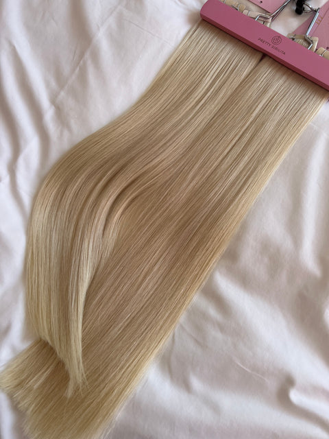 Tejp Extensions: 55cm 200g Färg: PLATINUM- SUPER DOUBLE DRAWN