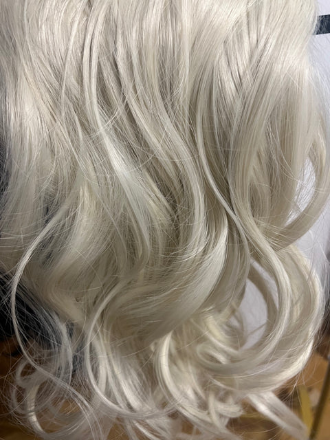 PLATINUM BLOND- Synthetic Hair Clip Extensions- Beach Curl 60cm