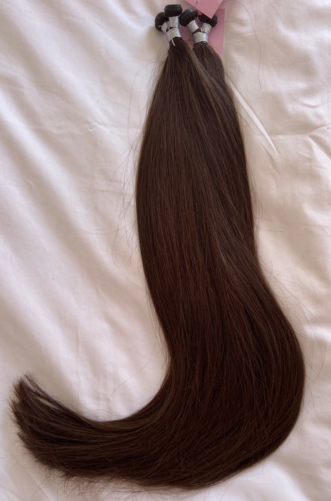 200g in 60cm Genius Weft, Color: dark brown 1B - SUPER Double Drawn!