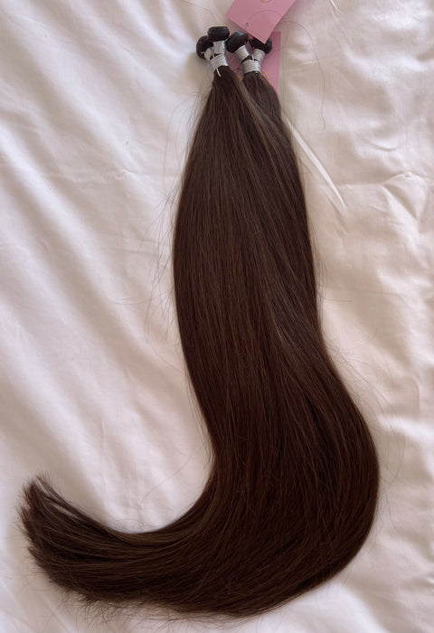 200g in 60cm Genius Weft, Color: dark brown 1B - SUPER Double Drawn!