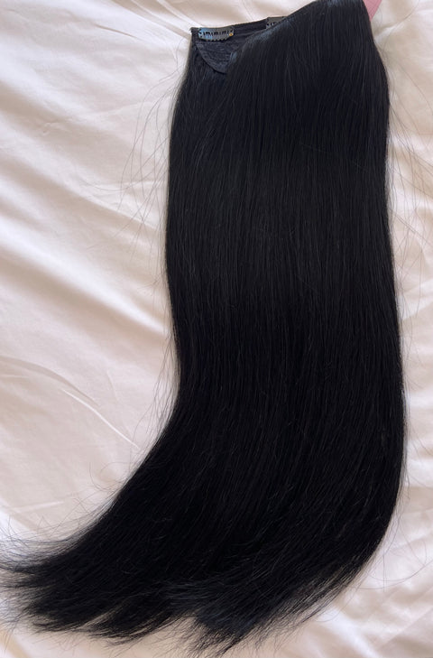 1 Clip in Extensions 180g ca 50cm -Color: Jet Black / SUPER DOUBLE DRAWN