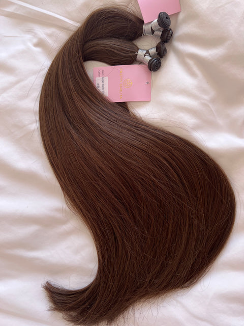 200g in 60cm Genius Weft, Color: dark brown 1B - SUPER Double Drawn!