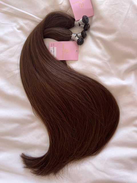 200g in 60cm Genius Weft, Color: dark brown 1B - SUPER Double Drawn!