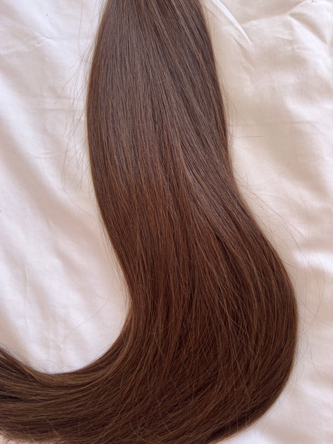 200g in 60cm Genius Weft, Color: dark brown 1B - SUPER Double Drawn!