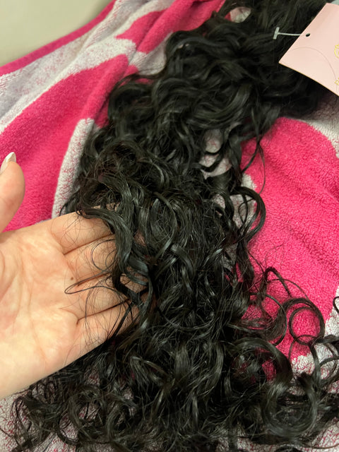 Curly Wave Weft 200g, Natural Black, ca 50cm Curly (ca 65cm Straight) / I LAGER! Single Drawn