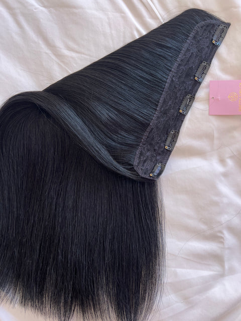 1 Clip in Extensions 180g ca 50cm -Color: Jet Black / SUPER DOUBLE DRAWN