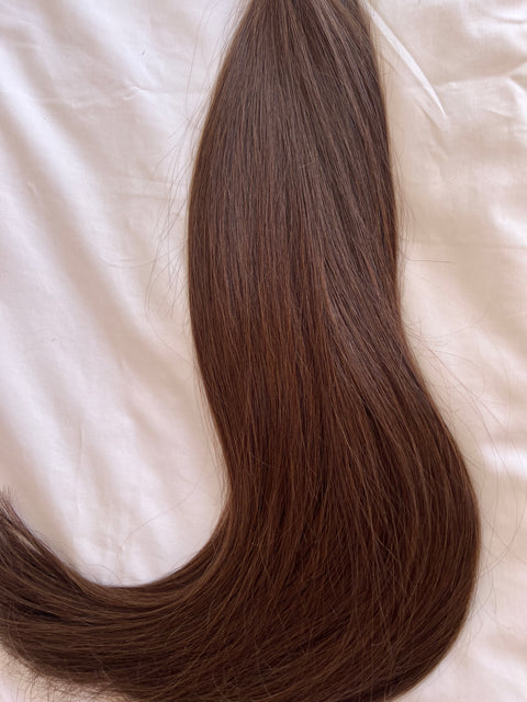 200g in 60cm Genius Weft, Color: dark brown 1B - SUPER Double Drawn!