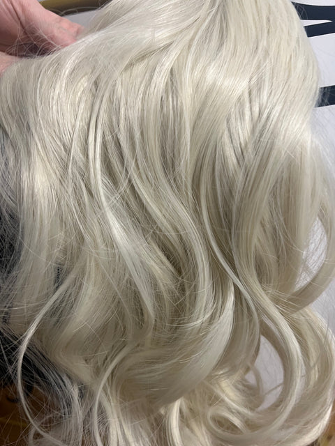 PLATINUM BLOND- Synthetic Hair Clip Extensions- Beach Curl 60cm