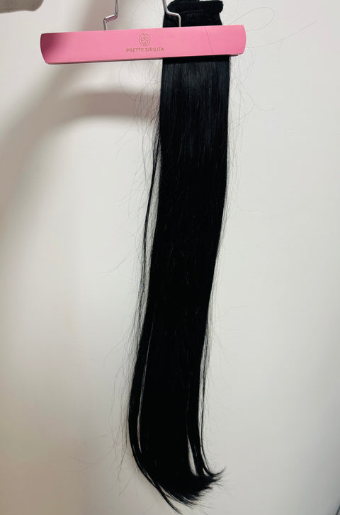 Clip in Pony Tail- Human Hair 150g in 65cm Jet Black #1