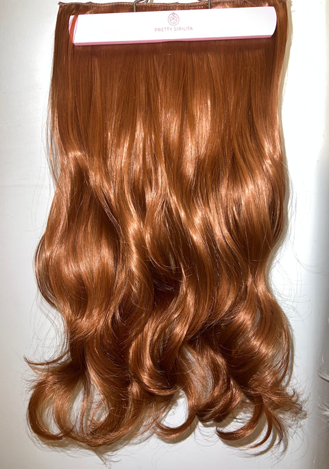 Golden Brown -Synthetic Hair Clip Extensions- Beach Curl 60cm