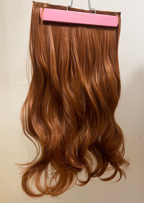 Golden Brown -Synthetic Hair Clip Extensions- Beach Curl 60cm