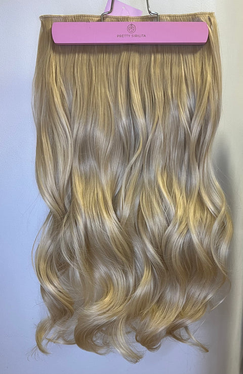 BRONDE- Synthetic Hair Clip Extensions- Beach Curl 60cm