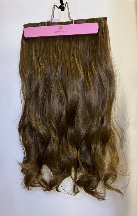 Chestnut - Synthetic Hair Clip Extensions- Beach Curl 60cm