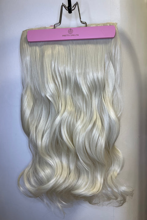 PLATINUM BLOND- Synthetic Hair Clip Extensions- Beach Curl 60cm