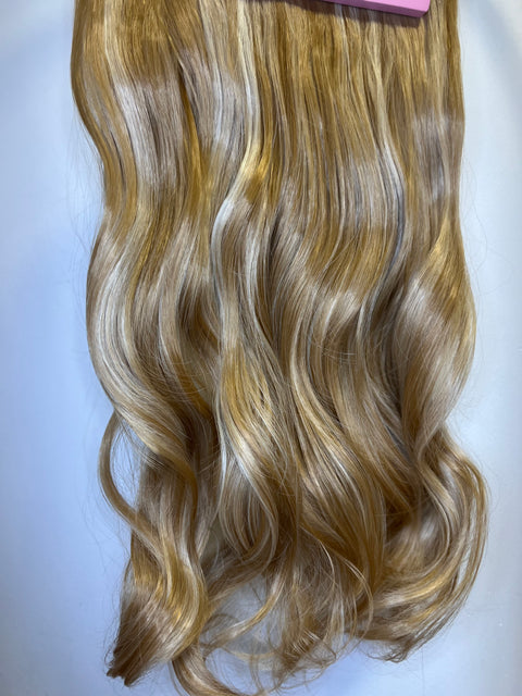 GOLDEN BLOND- Synthetic Hair Clip Extensions- Beach Curl 60cm