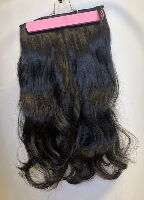 DARK BROWN - Synthetic Hair Clip Extensions- Beach Curl 60cm