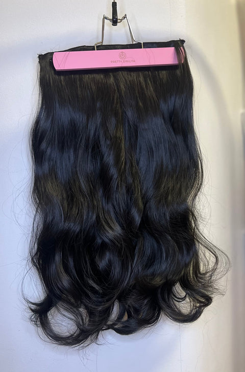 DARK BROWN - Synthetic Hair Clip Extensions- Beach Curl 60cm