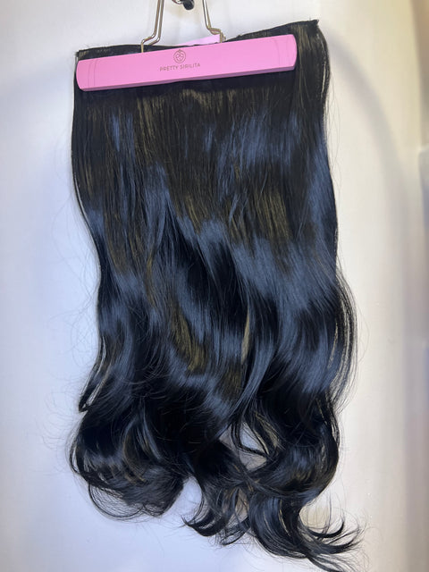 BLACK - Synthetic Hair Clip Extensions- Beach Curl 60cm