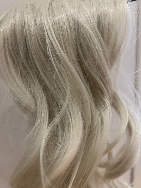 PLATINUM BLOND- Synthetic Hair Clip Extensions- Beach Curl 60cm