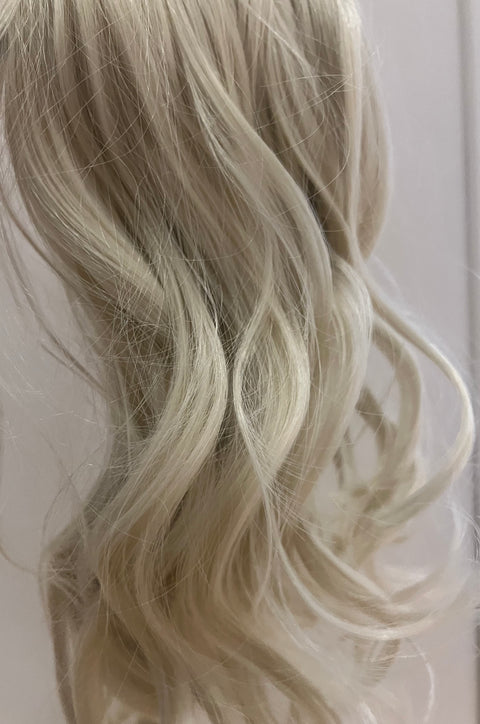 PLATINUM BLOND- Synthetic Hair Clip Extensions- Beach Curl 60cm