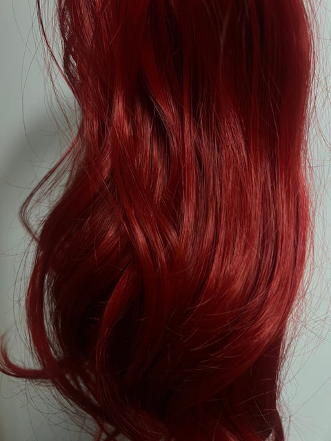 BRIGHT RED- Synthetic Hair Clip Extensions- Beach Curl 60cm