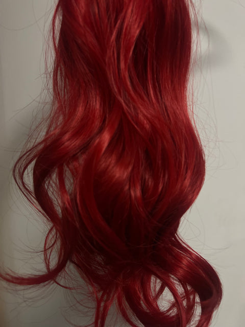 BRIGHT RED- Synthetic Hair Clip Extensions- Beach Curl 60cm