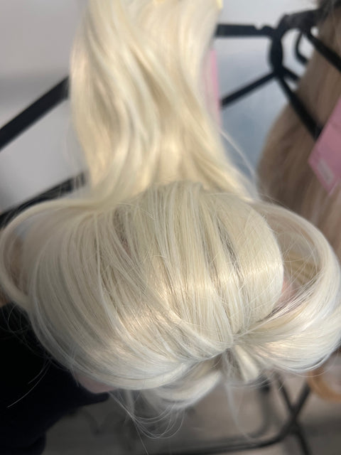 PLATINUM BLOND- Synthetic Hair Clip Extensions- Beach Curl 60cm